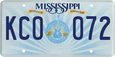 MS license plate KCO072