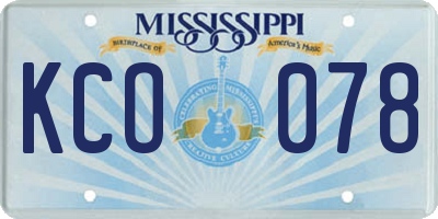 MS license plate KCO078