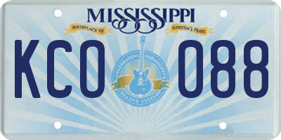MS license plate KCO088