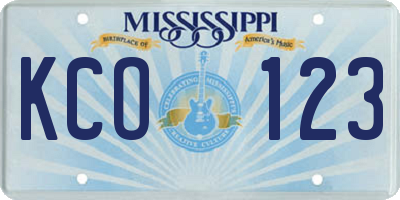MS license plate KCO123