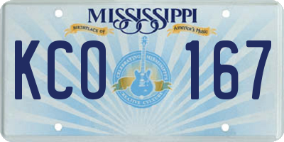 MS license plate KCO167
