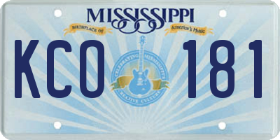 MS license plate KCO181
