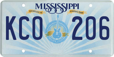 MS license plate KCO206