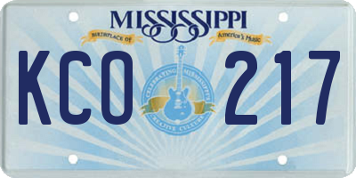 MS license plate KCO217