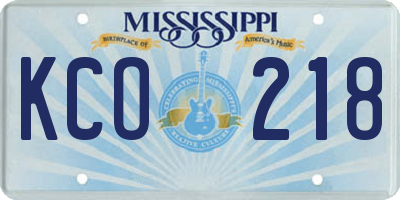 MS license plate KCO218