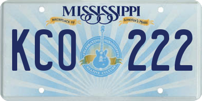 MS license plate KCO222