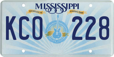 MS license plate KCO228
