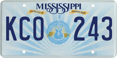 MS license plate KCO243