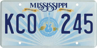 MS license plate KCO245