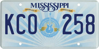 MS license plate KCO258