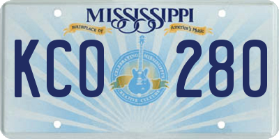 MS license plate KCO280