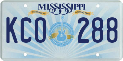 MS license plate KCO288