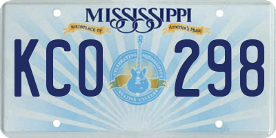 MS license plate KCO298