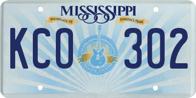 MS license plate KCO302