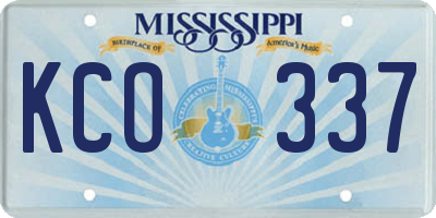 MS license plate KCO337