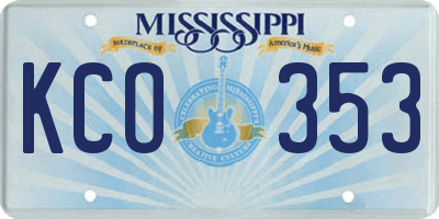 MS license plate KCO353