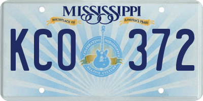 MS license plate KCO372