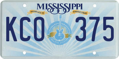 MS license plate KCO375