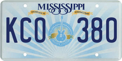 MS license plate KCO380