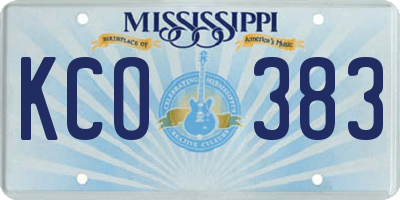 MS license plate KCO383