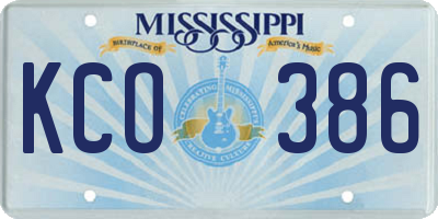 MS license plate KCO386