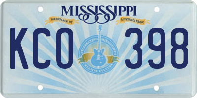 MS license plate KCO398
