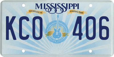 MS license plate KCO406