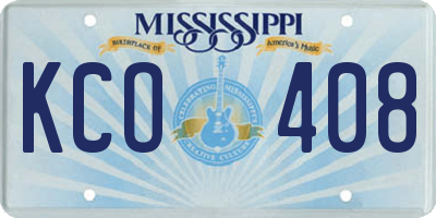 MS license plate KCO408