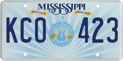MS license plate KCO423