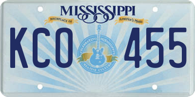 MS license plate KCO455