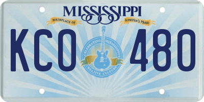 MS license plate KCO480