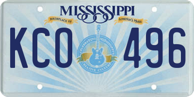 MS license plate KCO496