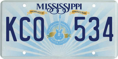 MS license plate KCO534