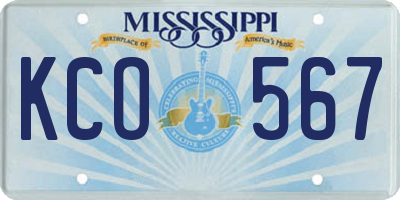 MS license plate KCO567