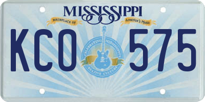 MS license plate KCO575