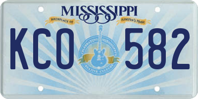 MS license plate KCO582