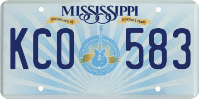 MS license plate KCO583