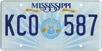 MS license plate KCO587