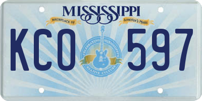 MS license plate KCO597