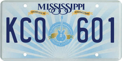 MS license plate KCO601