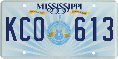 MS license plate KCO613