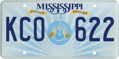 MS license plate KCO622
