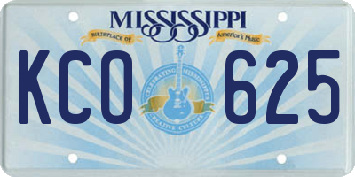 MS license plate KCO625