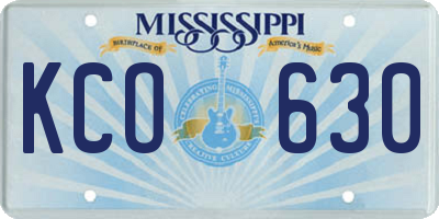 MS license plate KCO630