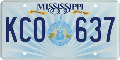 MS license plate KCO637