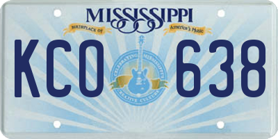 MS license plate KCO638