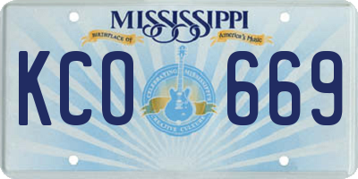 MS license plate KCO669