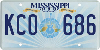 MS license plate KCO686