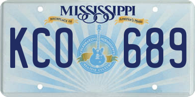MS license plate KCO689