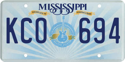 MS license plate KCO694